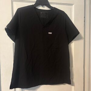 Figs Black Short Sleeve Tee Professional V-Neck